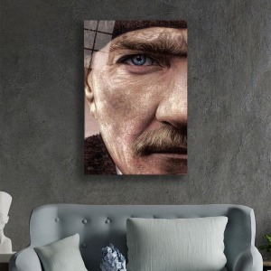 Mustafa Kemal Atatürk Portresi Cam Tablo, Darbelere Dayanıklı Kırılmaz Temperli