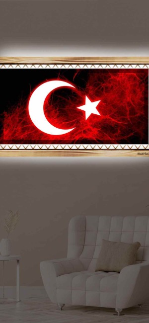 ASİL BAYRAK RUSTİK LEDLİ TABLO