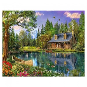  Göl Evi Sayılarla Boyama Seti  Kasnaklı  40 x 50