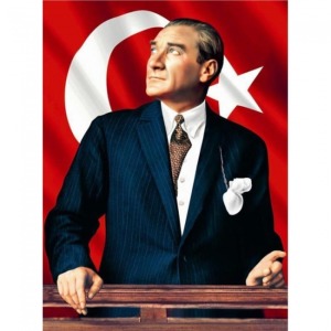  Atatürk ve Bayrak Sayılarla Boyama Seti Kasnaklı  40 x 50