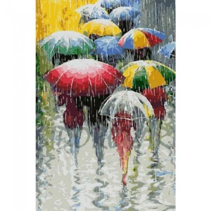  Yağmur Telaşı Sayılarla Boyama Seti Kasnaklı  40 x 50