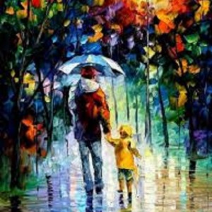  Yağmurlu Günde Yürüyüş Sayılarla Boyama Seti  Kasnaklı  40 x 50