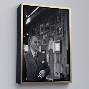 Çerçeveli Atatürk Portre Tablosu Mustafa Kemal Atatürk Dikdörtgen Dekoratif Kanvas Tablo-135