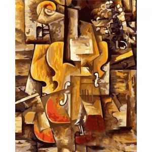  Picasso Keman ve Üzümler Sayılarla Boyama Seti Kasnaklı  40 x 50