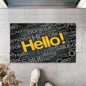 Siyah Kapı Önü Paspası Hello Desen Ps851