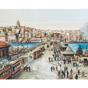  Eski İstanbul Sayılarla Boyama Seti Kasnaklı  40 x 50