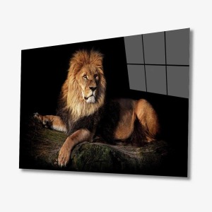 Aslan Hayvan Cam Tablo 4mm Dayanıklı Temperli Cam