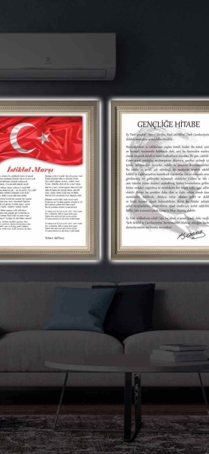 İSTİKLAL MARŞI VE GENÇLİĞE HİTABE İKİLİ LED IŞIKLI TABLO