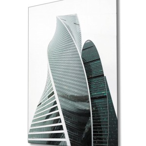 Siyah Beyaz Cam Kaplı Geometrik Bina Cam Tablo, Ev Ve Ofis Duvar Dekoru Hediyelik, 4mm Dayanıklı Cam