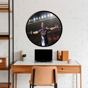 İkonik Spor Fotoğrafları Yuvarlak Kanvas Duvar Saati 178