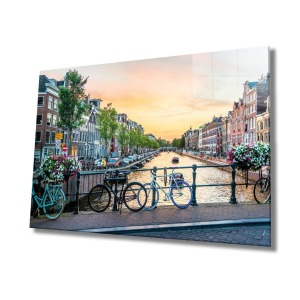 Amsterdam Cam Tablo, Ev Ve Ofis Duvar Dekoru Hediyelik Büyük Tablo Dayanıklı Cam