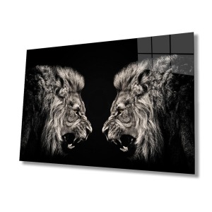 Aslan Hayvan Cam Tablo 4mm Dayanıklı Temperli Cam