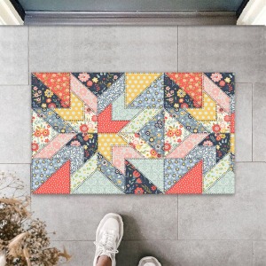 Çok Amaçlı Dijital Patchwork Şekilli Çok Renkli Kapı Paspası Dış Mekan Paspas