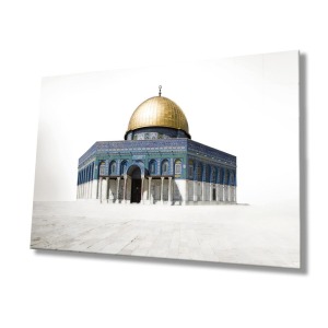 Kudüs Kubbetüs Sahra Dini Islami Cam Tablo Ev Ve Ofis Duvar Dekoru Hediyelik Büyük Tablo Cam