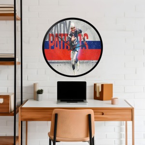 İkonik Spor Fotoğrafları Yuvarlak Kanvas Duvar Saati 20