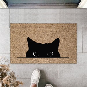 Çok Amaçlı Dijital Kara Kedi Bej Kapı Paspası Dış Mekan Paspas
