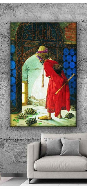 DÜNYACA ÜNLÜ KAPLUMBAĞA TERBİYECİSİ KANVAS TABLO