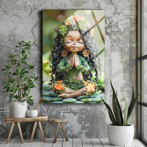 Meditasyon Yapan Bebek Cam Tablo , Soyut Tablo , Ultra Dayanıklı Temperli Cam , Çocuk Odası Tablosu