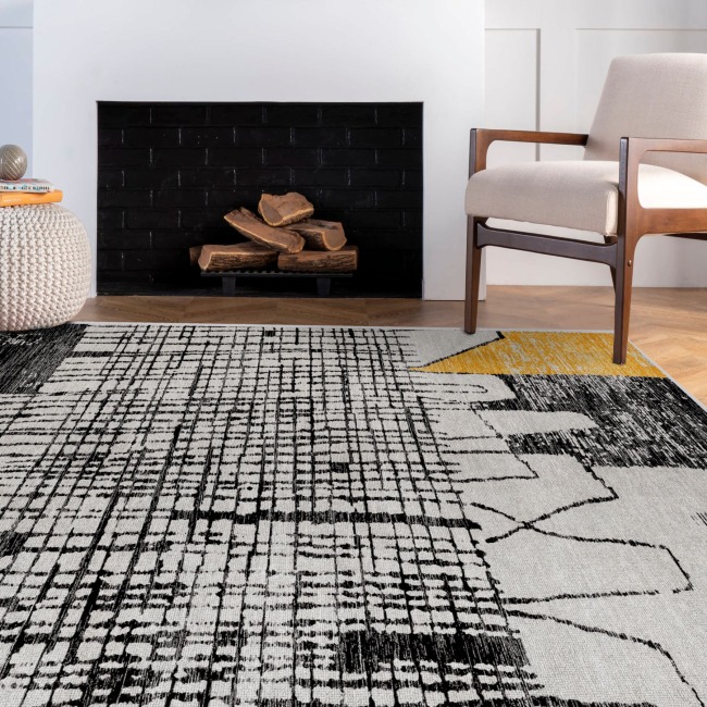 Vintage Desenli Halı, Pamuk Dokuma Pamuklu Taban Dekoratif Halı Kilim 39