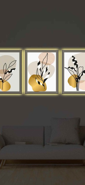 SANATSAL VE ŞIK 3LÜ LED IŞIKLI KANVAS TABLO