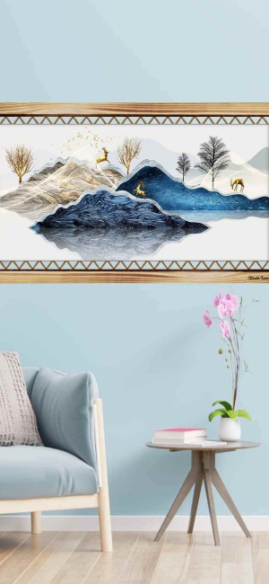 MODA GEYİKLER VE KIŞ RUSTİK  TABLO