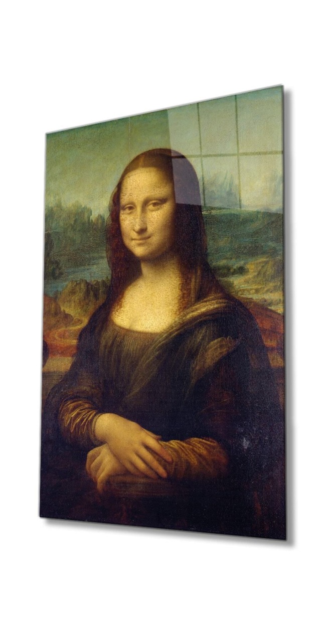 Mona Lisa Portresi Sanat Cam Tablo, Ev ve Ofis Duvar Dekoru, Hediyelik Büyük Temperli 4 mm Cam Tablo