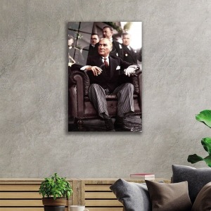 Mustafa Kemal Atatürk Portresi Cam Tablo, Darbelere Dayanıklı Kırılmaz Temperli