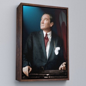 Çerçeveli Atatürk Portre Tablosu Mustafa Kemal Atatürk Dikdörtgen Dekoratif Kanvas Tablo-64