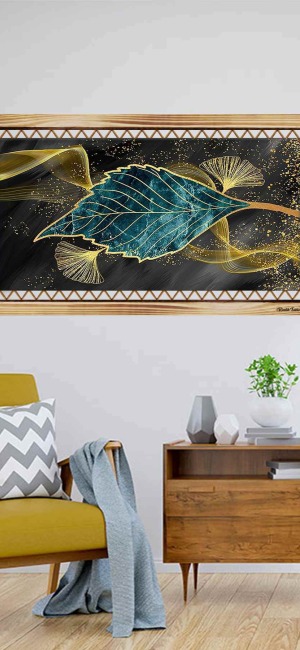 MODERN DEKORAİF IŞILTILI YAPRAK RUSTİK  TABLO
