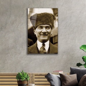 Mustafa Kemal Atatürk Portresi Cam Tablo, Darbelere Dayanıklı Kırılmaz Temperli