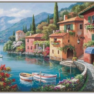  Sahil Manzarası 2 Sayılarla Boyama Seti  Kasnaklı  40 x 50