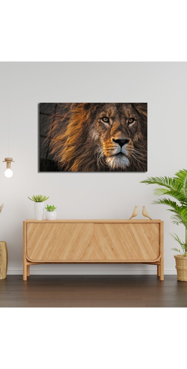 Aslan Hayvan Cam Tablo