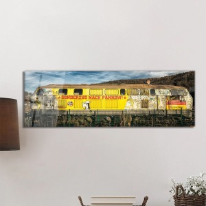 Eski Retro Tren Panorama Cam Tablo, Darbelere Dayanıklı Kırılmaz Temperli