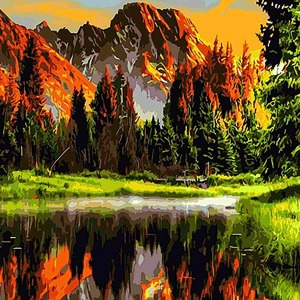  Kordonda Günbatımı Sayılarla Boyama Seti Kasnaklı  40 x 50