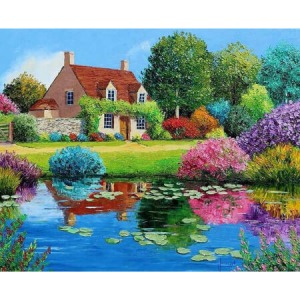  Renkli Cennet Evi Sayılarla Boyama Seti  Kasnaklı  40 x 50