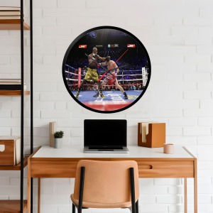 İkonik Spor Fotoğrafları Yuvarlak Kanvas Duvar Saati 9