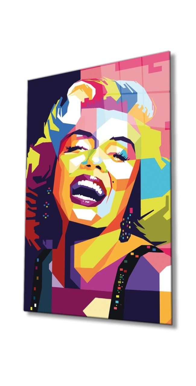 Renkli Marilyn Monroe Cam Tablo