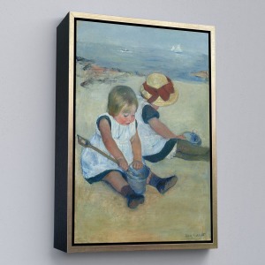Çerçeveli Mary Cassatt - Sahilde Oynayan Çocuklar Tablo-8092