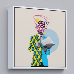 Çerçeveli Çizgi Roman Kahramanı Kahvesini Yudumluyor Pop Art Kanvas Tablo-5800