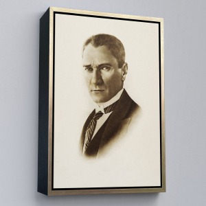 Çerçeveli Atatürk Portre Tablosu Mustafa Kemal Atatürk Dikdörtgen Dekoratif Kanvas Tablo-59