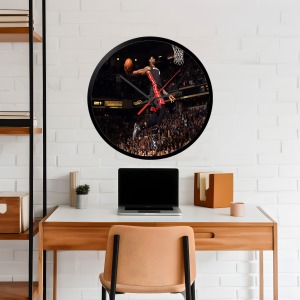 İkonik Spor Fotoğrafları Yuvarlak Kanvas Duvar Saati 349