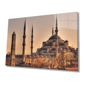 İstanbul Sultan Ahmet Camii Manzara 4mm Dayanıklı Cam Tablo Temperli Cam