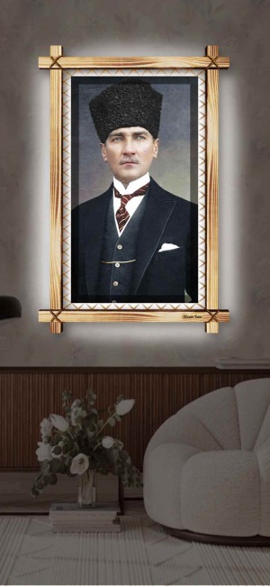 TREND ATATÜR RUSTİK LEDLİ TABLO