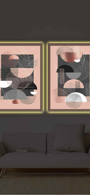 MODERN ŞIK SANAT ESERİ İKİLİ LED IŞIKLI TABLO
