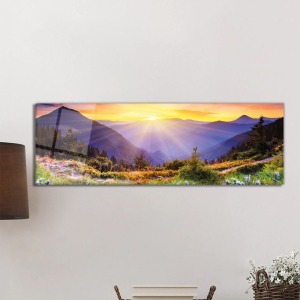 Rengarenk Doğa Manzarası Panorama Cam Tablo, Darbelere Dayanıklı Kırılmaz Temperli
