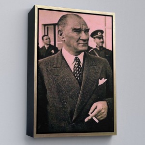 Çerçeveli Atatürk Portre Tablosu Mustafa Kemal Atatürk Dikdörtgen Dekoratif Kanvas Tablo-132