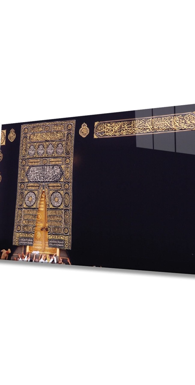 Kabe Kapısı Kutsal Topraklar Dini İslami Cam Tablo Ev ve Ofis Duvar Dekoru Hediyelik Büyük Tablo Cam