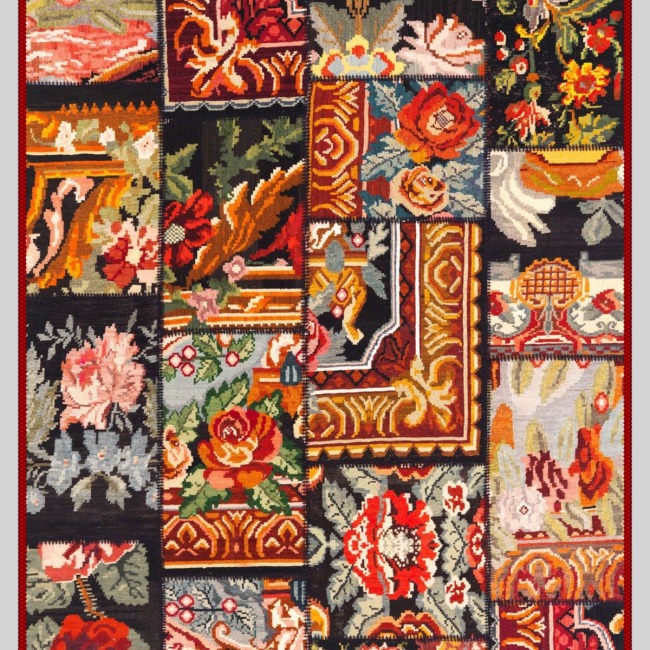 Vintage Desenli Halı, Pamuk Dokuma Pamuklu Taban Dekoratif Halı Kilim 73