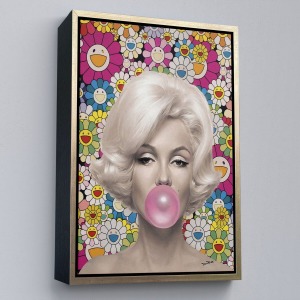 Çerçeveli Marilyn Monroe Pembe Balon Duvar Tablosu-6217
