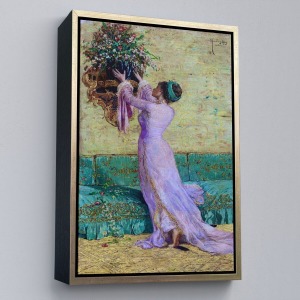 Çerçeveli Vazo Yerleştiren Kız Osman Hamdi Bey Kanvas Tablo-5295